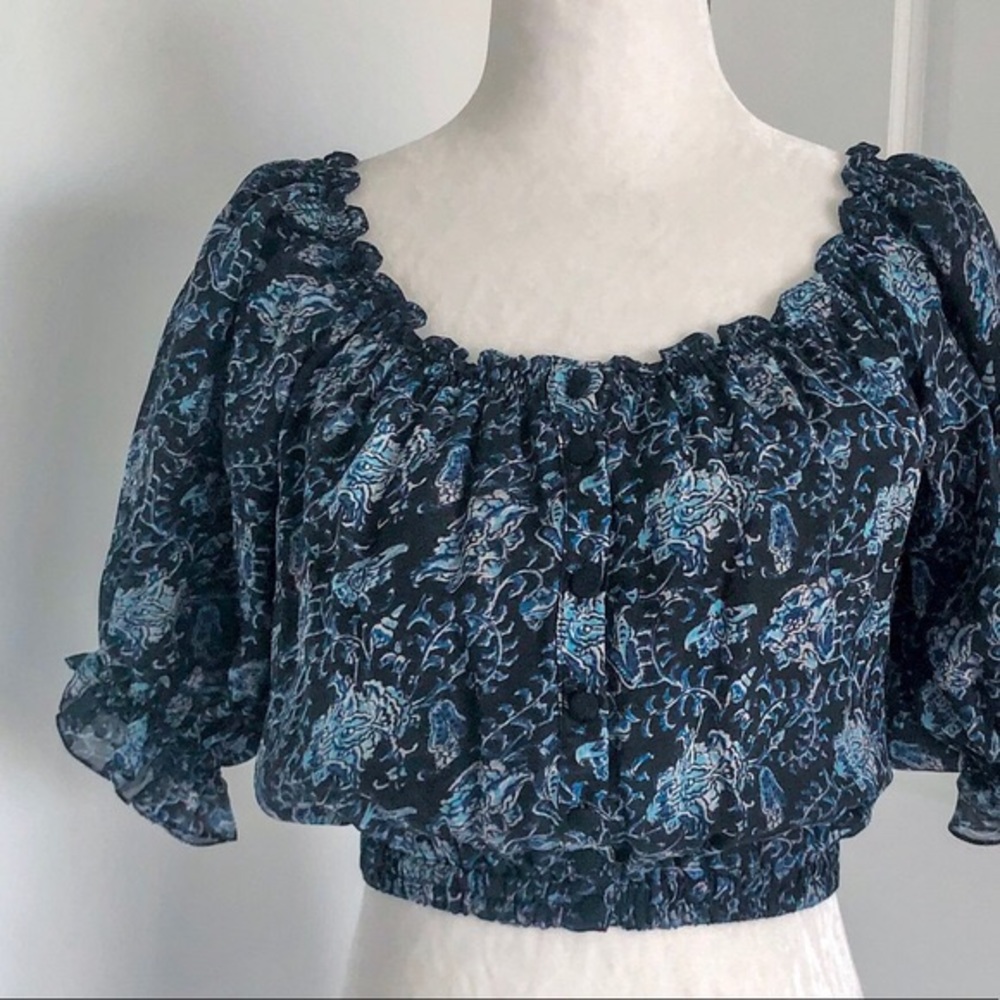 Carolina K Silk Off Shoulder Ruffle Blouse Top